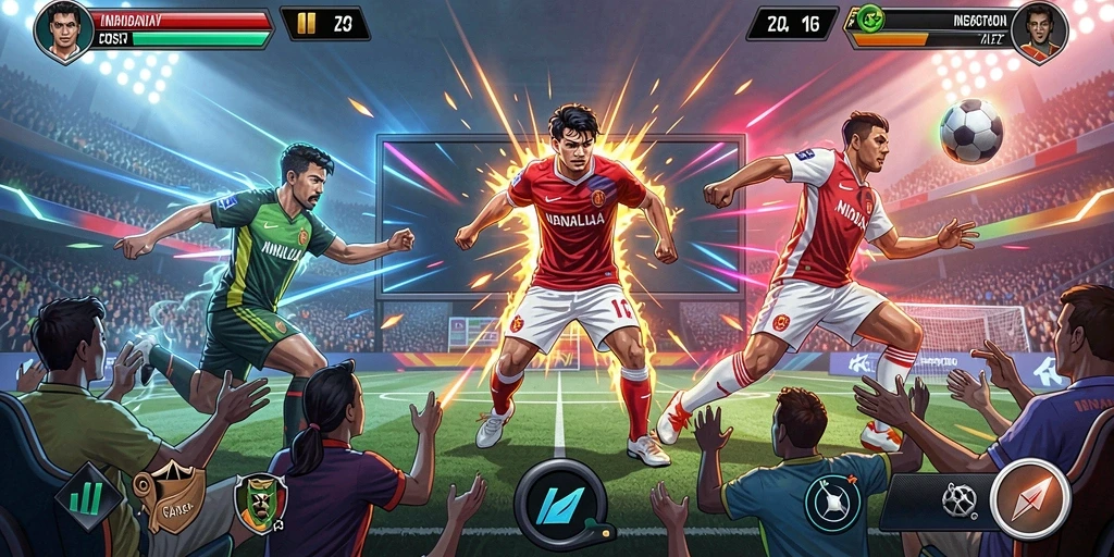 Screenshot memperlihatkan fitur sosial yang memungkinkan berbagi pencapaian.